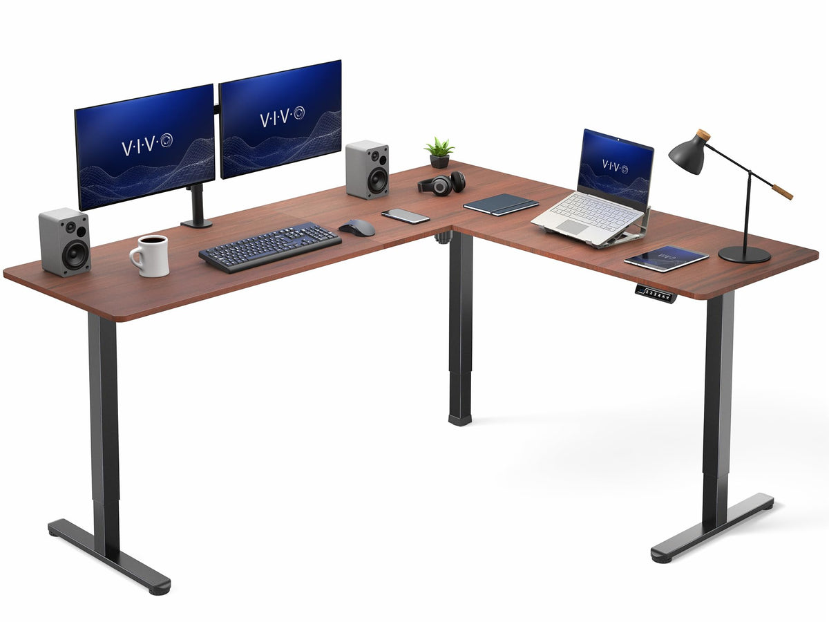 VIVO Black 63 x 55 in Corner Standing Desk, DESK-E3CTB