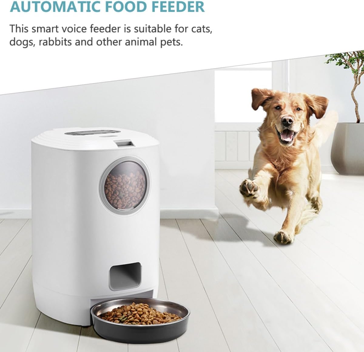 Automatic Pet Feeder for Cats 4.5L White USB Charging