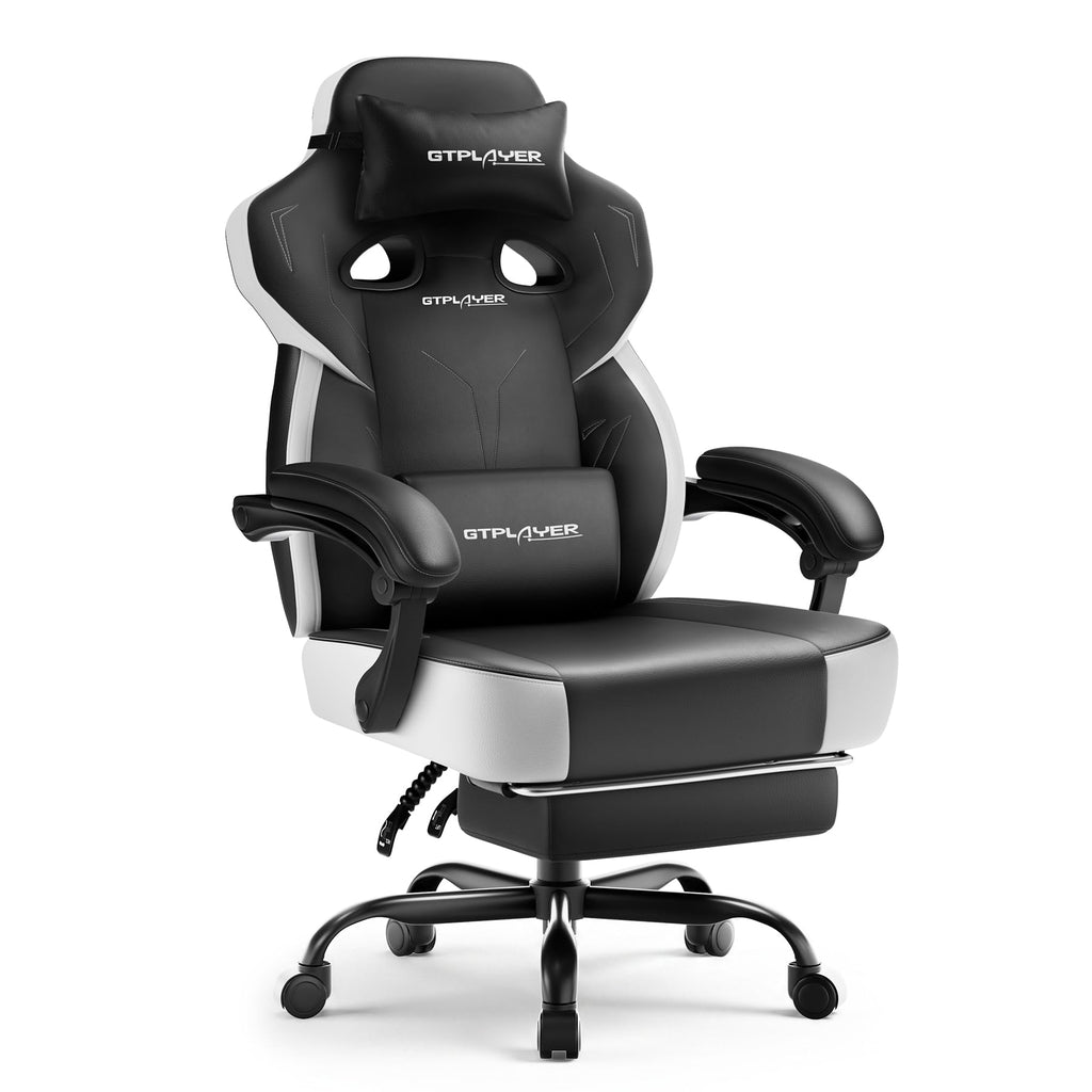 GTPLAYER Big & Tall Gaming Chair, Wide Seat with Footrest, Charcoal