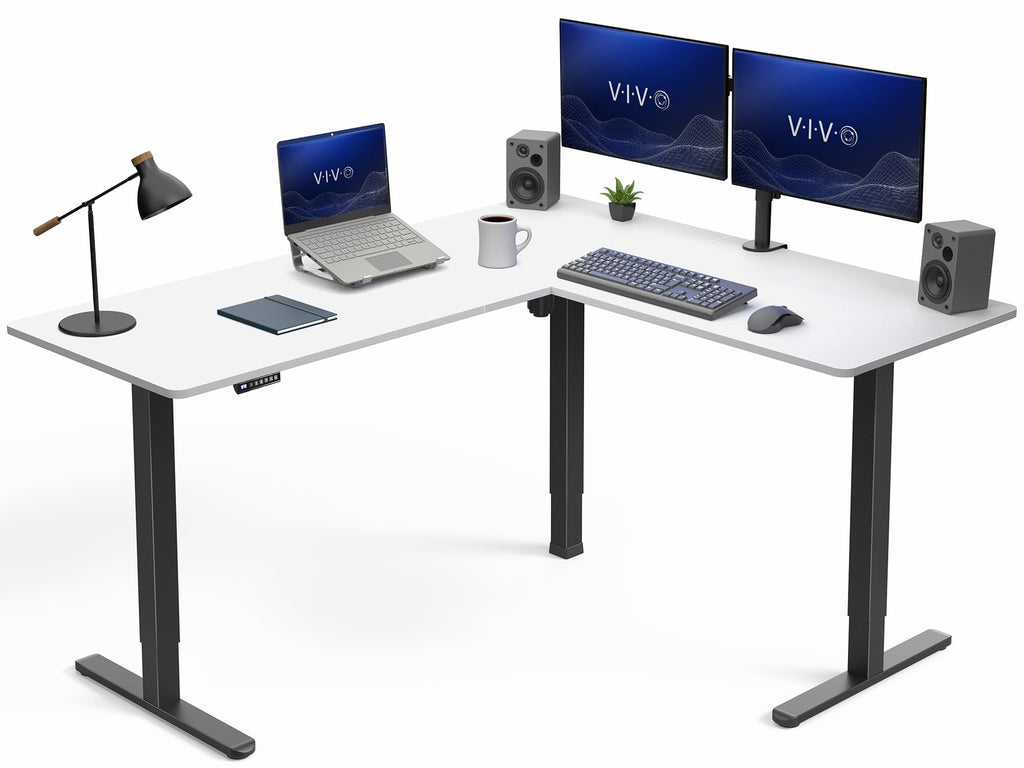VIVO Black 63 x 55 in Corner Standing Desk, DESK-E3CTB