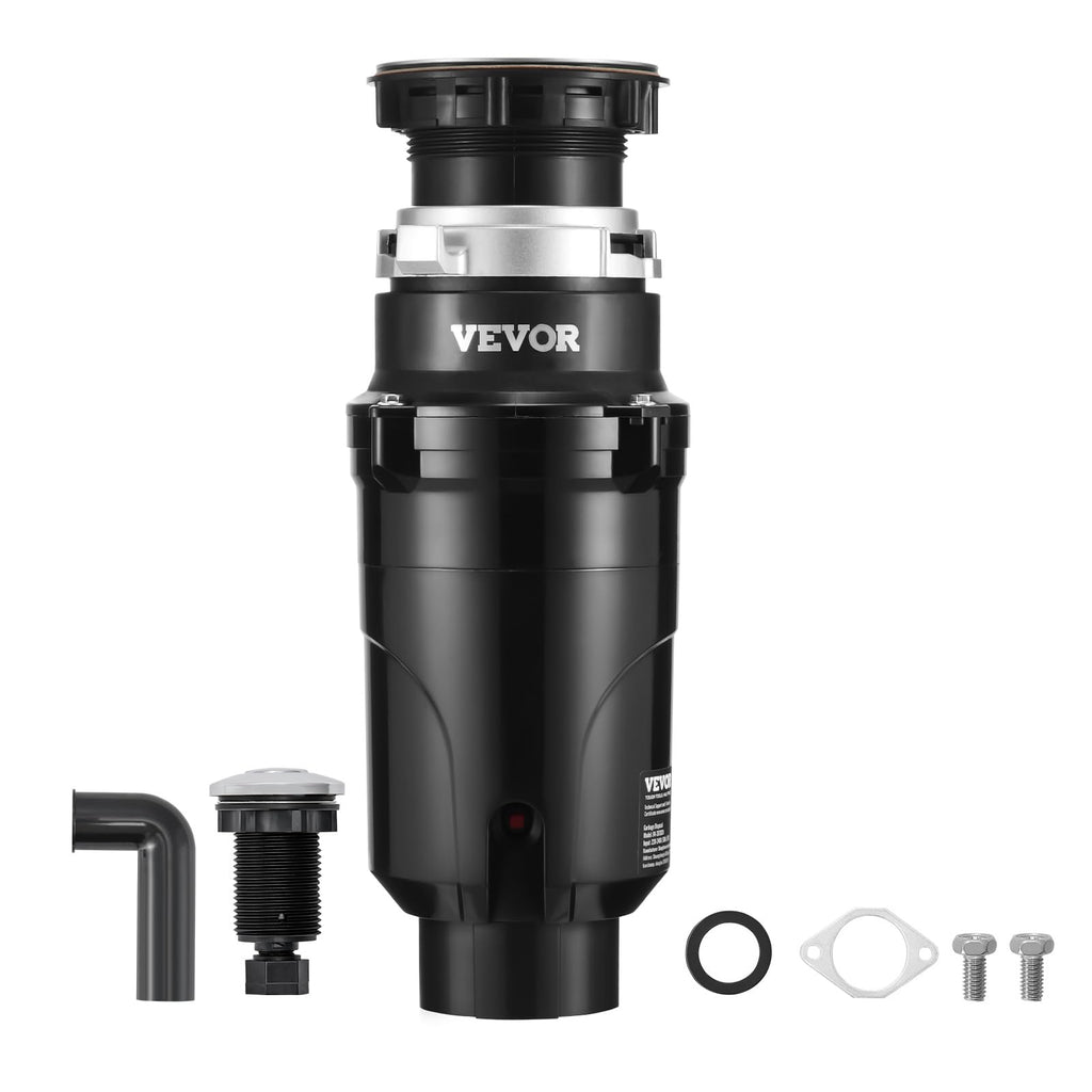 VEVOR Garbage Disposal, 1HP 3270RPM DC Motor, Continuous Feed Food Waste Sink Disposer, EZ Connect Food Waste Grinding System with Sound Reduction, Power Cord and Splash Guard, for Kitchen