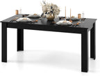 GIANTEX Dining Table for 4-6, 63" Large Rectangular Kitchen Table, Black