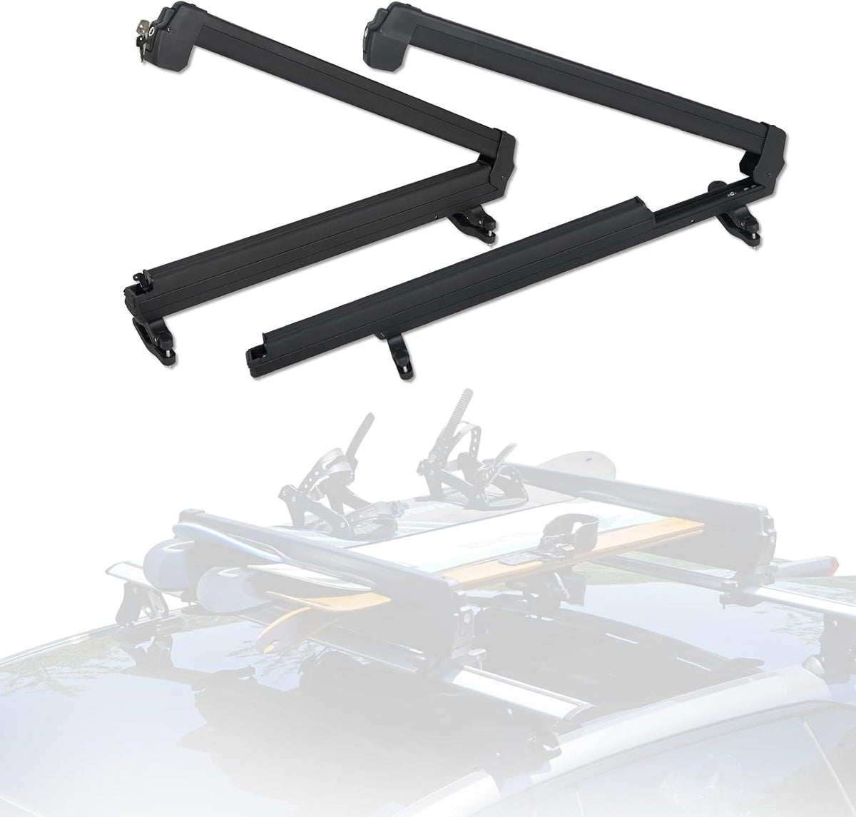 Ski and Snowboard Roof Racks, 28" Universal Ski Roof Rack Carrier