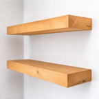 Urbandi Modern Floating Shelves 3 Inches Thick for Wall, Wide Shelves for Kitchen, Living Room, Bedroom, and Bathroom, Natural Pine Wood, Rustic Wooden Shelf, (Set of 2) (Aged Oak, 24Lx3Hx8D)