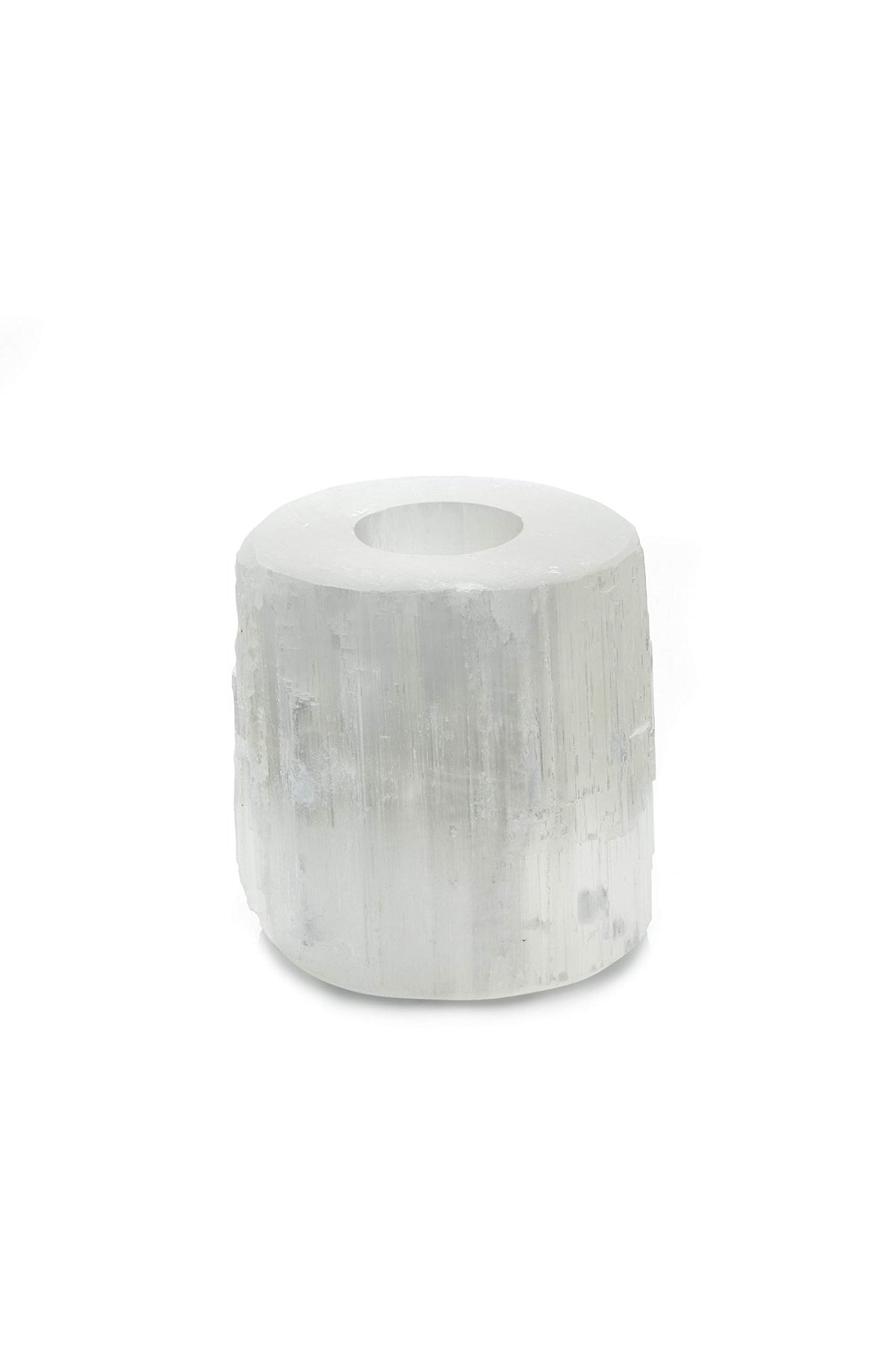 Serene Spaces Living 4" Selenite Tealight Candle Holder, Set of 12, Natural Crystal Stone Decorative White Votive Candlestick Holder for Kitchen, Tables, Wedding, Parties, Event Decor Centerpieces