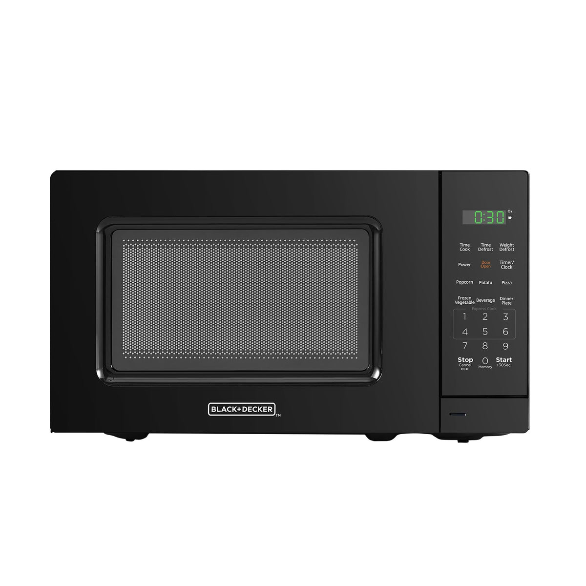1.1 Cu. Ft. Compact Microwave Oven, 1000W, 10 Power Levels, Stainless Steel & Matte Black, Digital Display, 12 Presets, for Small Kitchens & Everyday Cooking