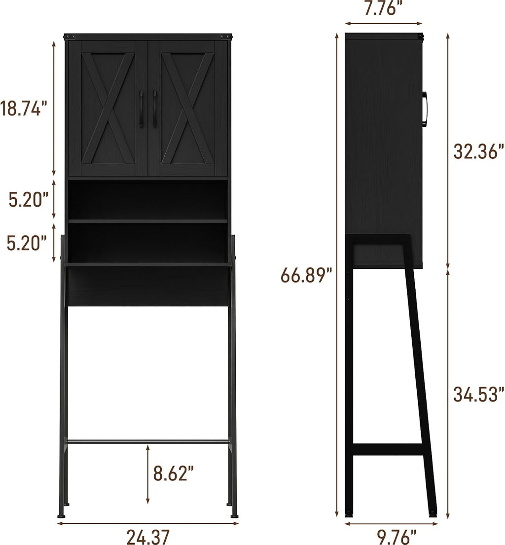 Vabches Metal Frame Over The Toilet Storage Cabinet, Black