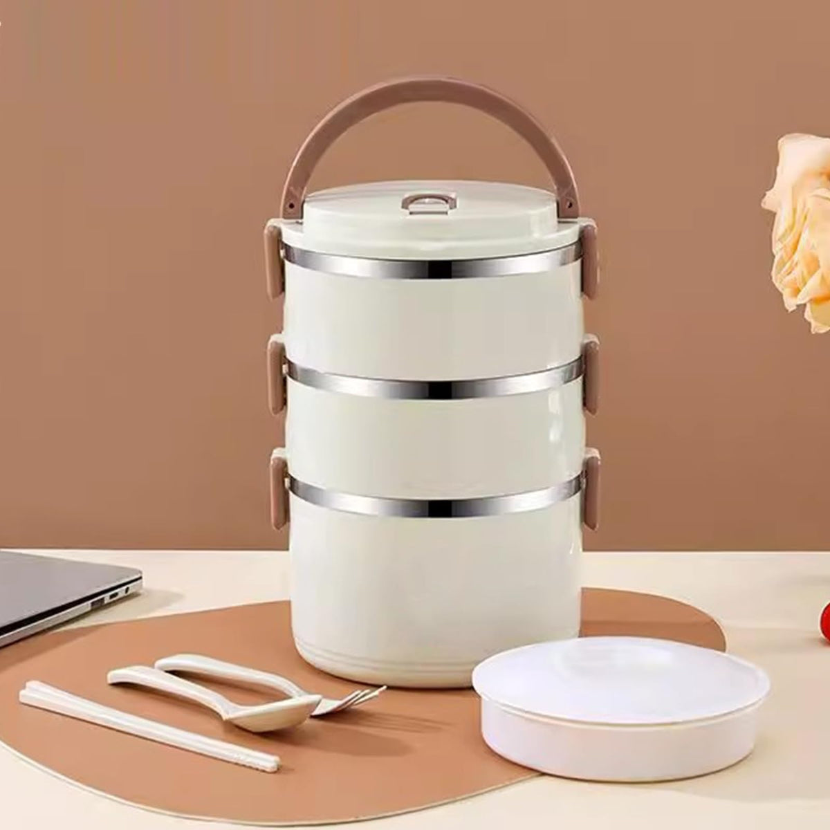 EMYJAY Bento Lunch Box, Stackable Lunch Box Containers Portable Insulated Food Lunch Container Set Bento Boxes for Adults LYWY (Color : White, Size : 16.5x29cm)