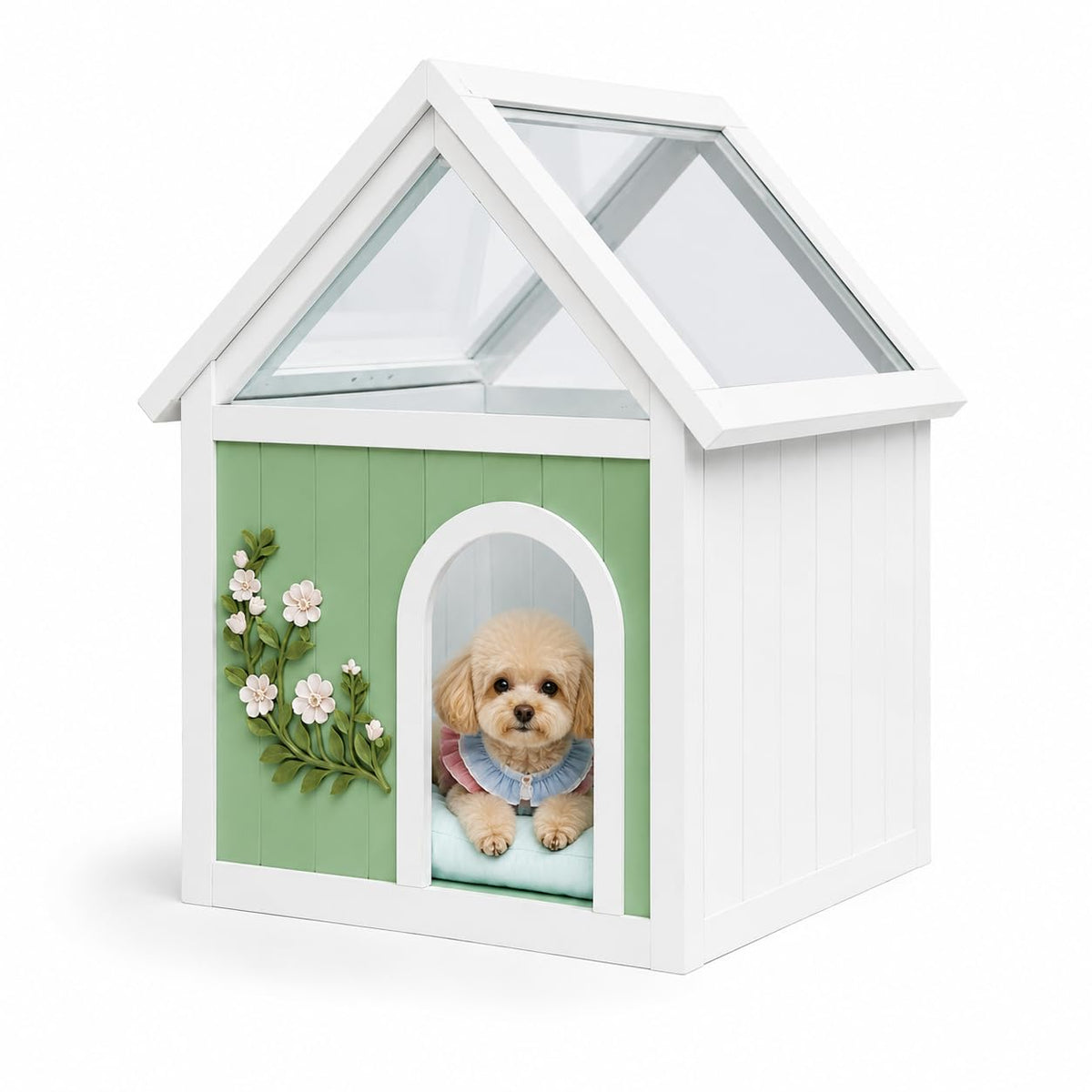 Modern Indoor Dog House for Small Dogs, Solid Wood Decorative Pet House, Furniture Style Wooden Dog House for Living Room & Bedroom (25”D × 18.7”W × 30.7”H)