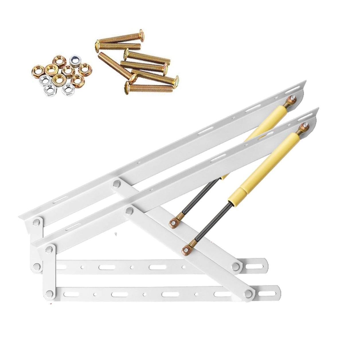1 Pair Bed Lift Mechanism Heavy Duty Gas Spring Bed Storage Lift Kit, Hydraulic Pneumatic Rod Folding Lift For Bed Gas Spring Bed Storage Lift Kit, Folding Bed Accessories, 62-150cm(White,620mm)