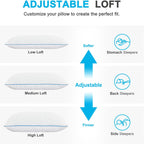 Cooling Shredded Memory Foam Bed Pillows, Queen Size, Set of 4, 20 x 30 in