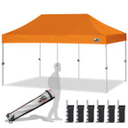 Eurmax USA 10x10ft Pop Up Canopy,Commercial Instant Tent for Outdoor Events,Patented No-Tip Rolling Storage Bag with 4 Sandbags,UV & Water Resistant,Heavy Duty Portable Shelter Gazebo,White