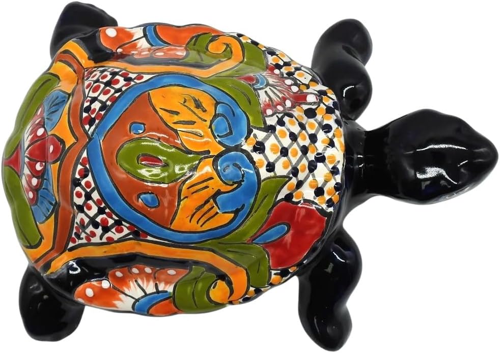 Galapagos Turtle Hand Painted Indoor Outdoor Multi Colored Figure Glazed