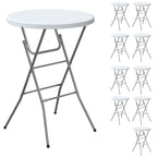 32" Round Folding Table, HDPE Top & Metal Frame, 2 Pack, White