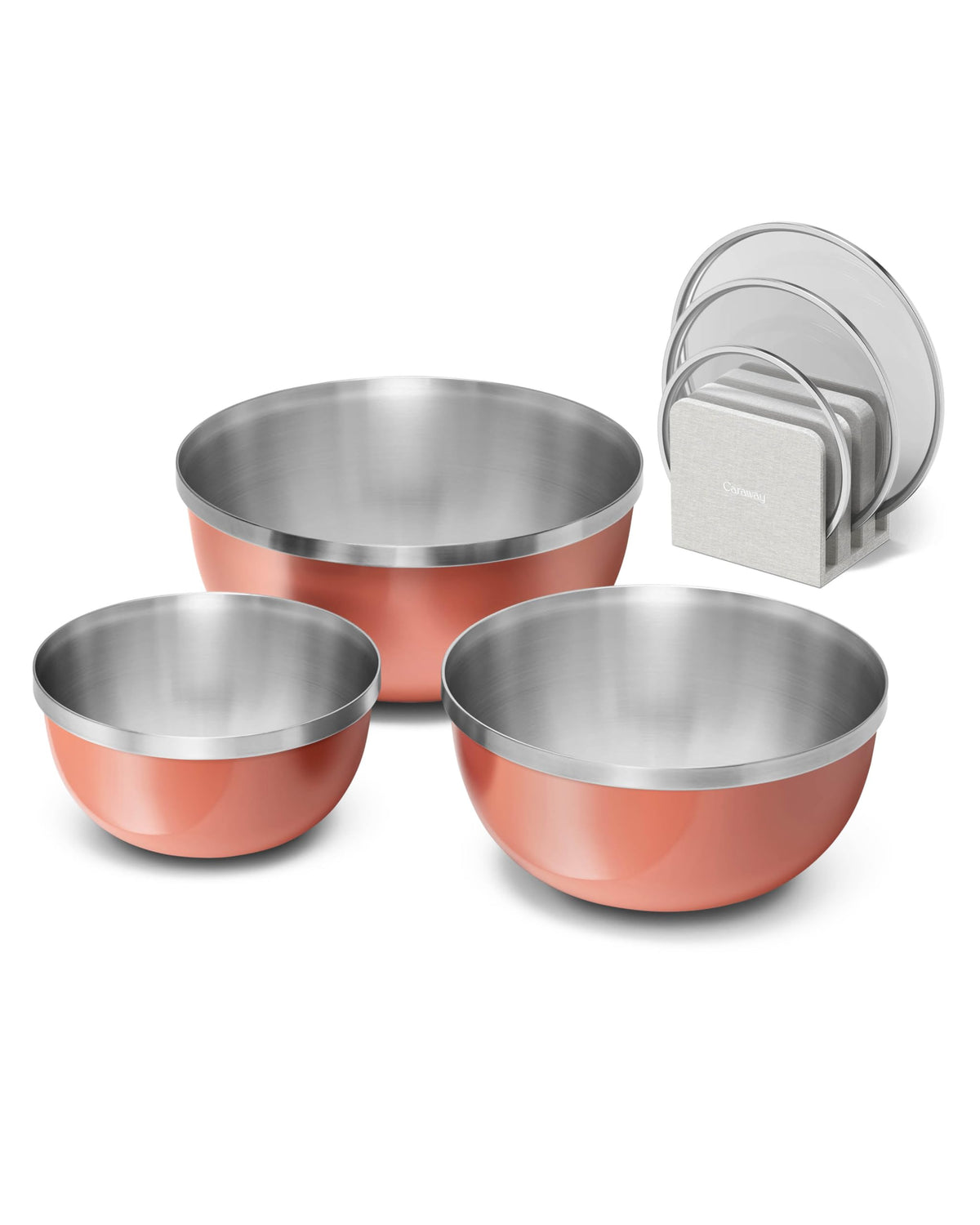 Caraway 6-Piece Stainless Steel Mixing Bowl Set with Glass Lids