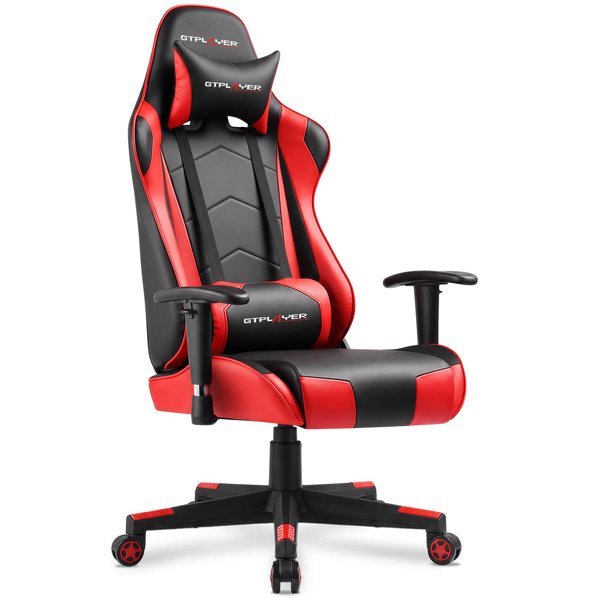 GTPLAYER Gaming Chair with Footrest, Ergonomic Computer Game Desk Chair, Reclining Gamer Chair Seat Height Adjustment, Swivel Rocker with Headrest and Lumbar (Gray)