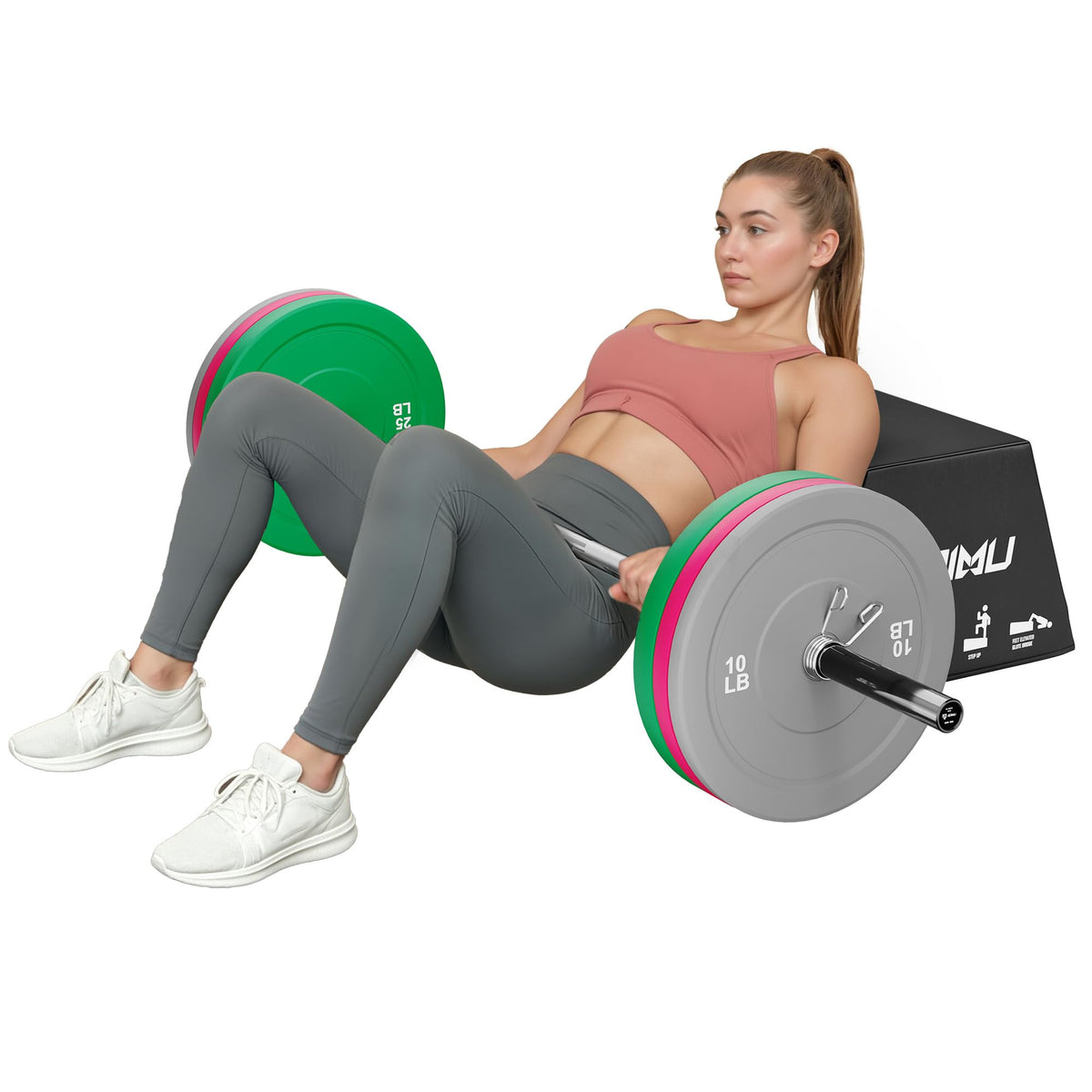 HT01-B Hip Thrust Bench, Hip Thrust Machine for Core&Ab Strength Training, Hip Thrust Booty Workout Box with Non-Slip, Glute Bridge Machine for Home and Gym, Large/Medium Size