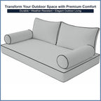 Cottington Lane 5 Piece Outdoor Daybed Cushion Cover Set, Twin Size Fitted 39" x 75" with 6" Deep Fit, Waterproof Indoor Daybed/Porch Swing Bed Mattress & Pillow Bolster Cushion Cover, Light Grey