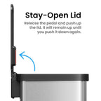 iTouchless 13.2 Gal / 50L Slim Step Pedal Kitchen Trash Can | Odor Filter