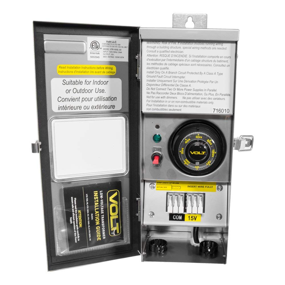 VOLT 100W Slim Line Low Voltage Transformer (15V) with Timer/Photocell