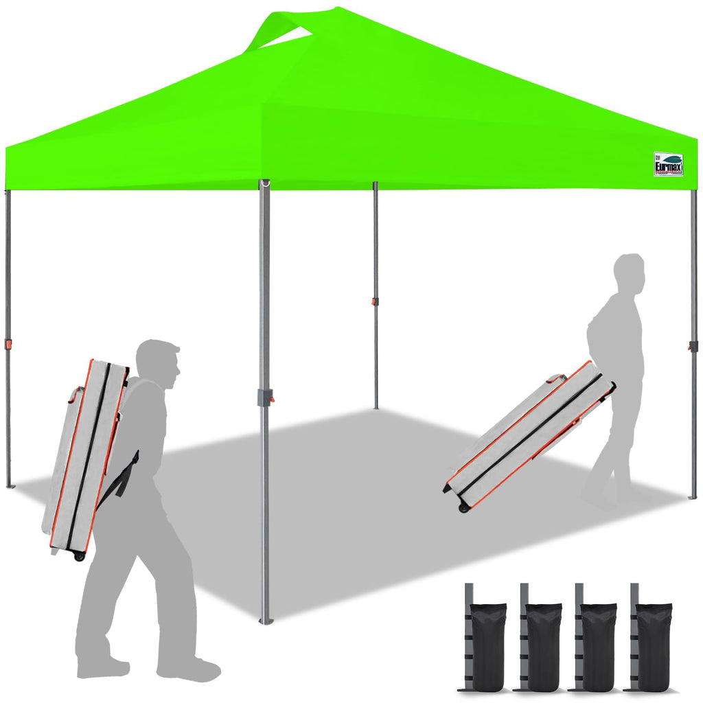 Eurmax USA 10x10ft Pop Up Canopy,Commercial Instant Tent for Outdoor Events,Patented No-Tip Rolling Storage Bag with 4 Sandbags,UV & Water Resistant,Heavy Duty Portable Shelter Gazebo,White