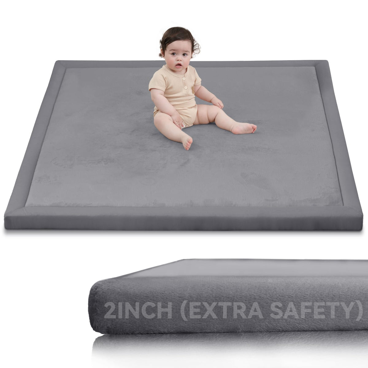 Huloo Sleep Large 1.3" Thick Baby Play Mat for Floor, 79"×59"(Dark Gray)