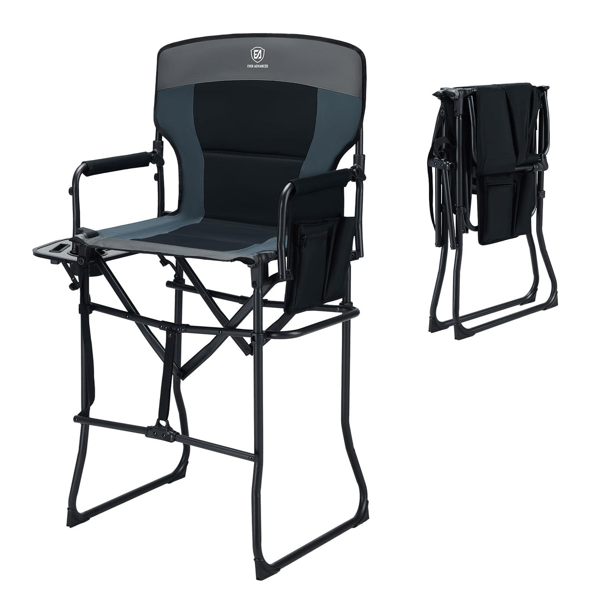 EVER ADVANCED Portable 30.7" Seat Height Tall Camping Directors Chair