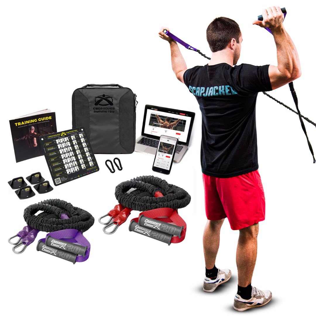 Crossover Symmetry Shoulder System Includes Two Sets of Resistance Bands Attachments Training Guide Exercise Chart Online Workouts for Home Fitness Rehab Rotator Cuff Exercises