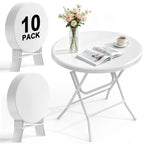 24" Round Folding Table, Plastic Bar Height Tables for Parties Black