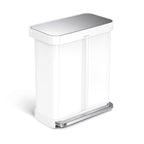 simplehuman Step Recycler, 58L / 15.3 Gallon Dual Compartment Kitchen Trash Can, 150,000-Step Pedal, Lid Shox® Technology, Liner Rim System, Liner Pocket®, Brushed Stainless Steel with Plastic Lid