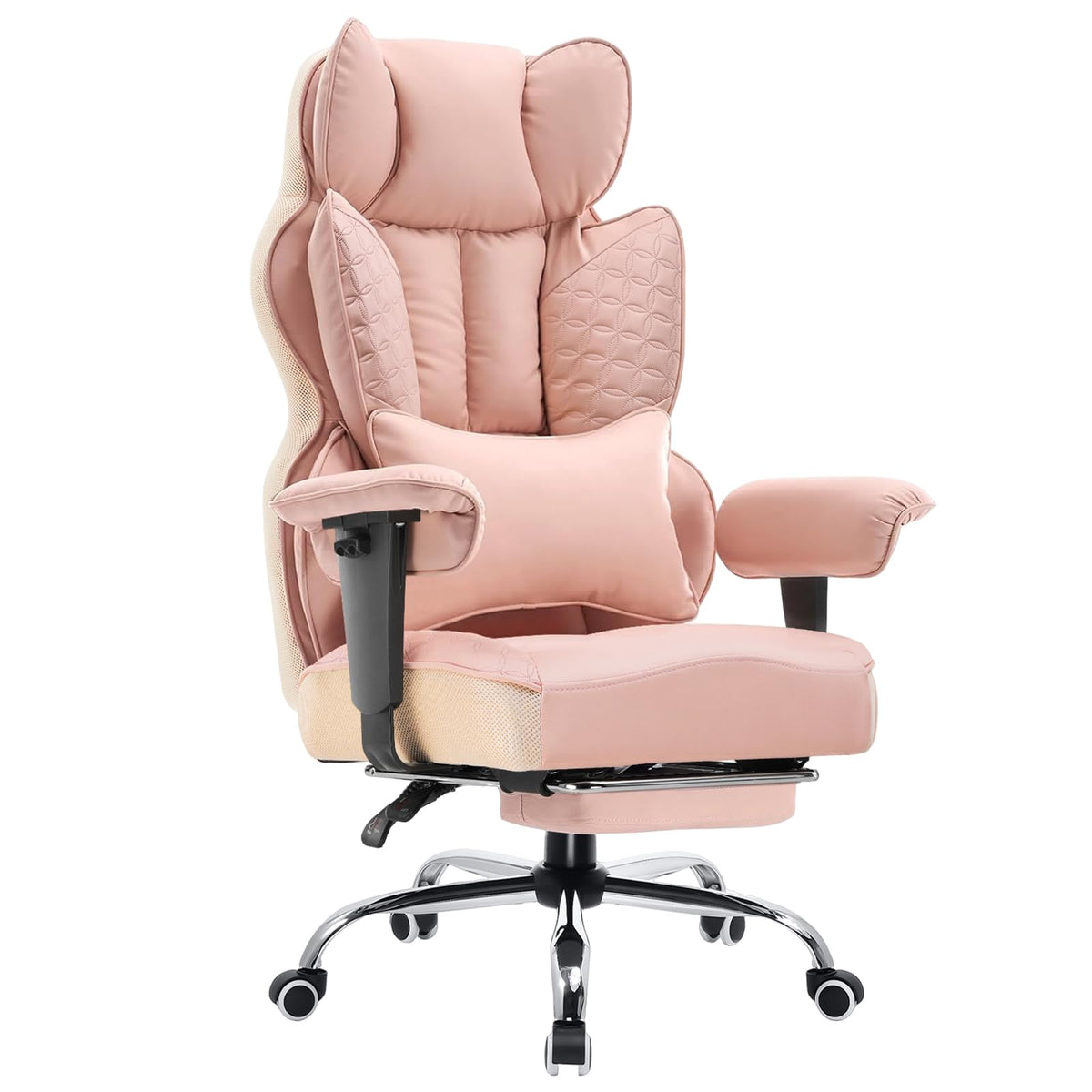 COMHOMA Big and Tall Office Chair Heavy Duty Wide Ergonomic Gaming Chair with Deluxe Embossing Designed Leather with Foot Rest, 145°Reclining Adjustable Armrests Pocket Spring Back Support and Pillow