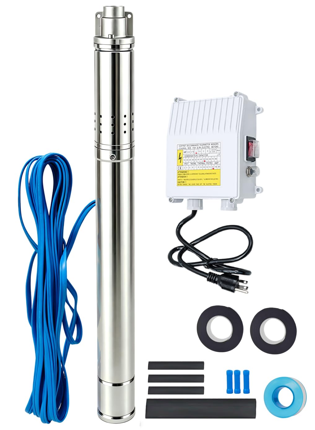 Deep Well Submersible Pump, 220V 1hp Deep Well Pump Submersible Water Pump for Industrial Irrigation and Home,328FT Lift, 12GPM, Screw Water Pump