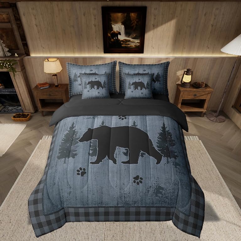 Feelyou Deer Comforter Set with Sheets King Size 7 piece Kids Rustic Deer Hunting Bedding Set Cabin Lodge Deer Bed in a Bag Farmhouse Nature Wildlife Antlers Brown Bed Set