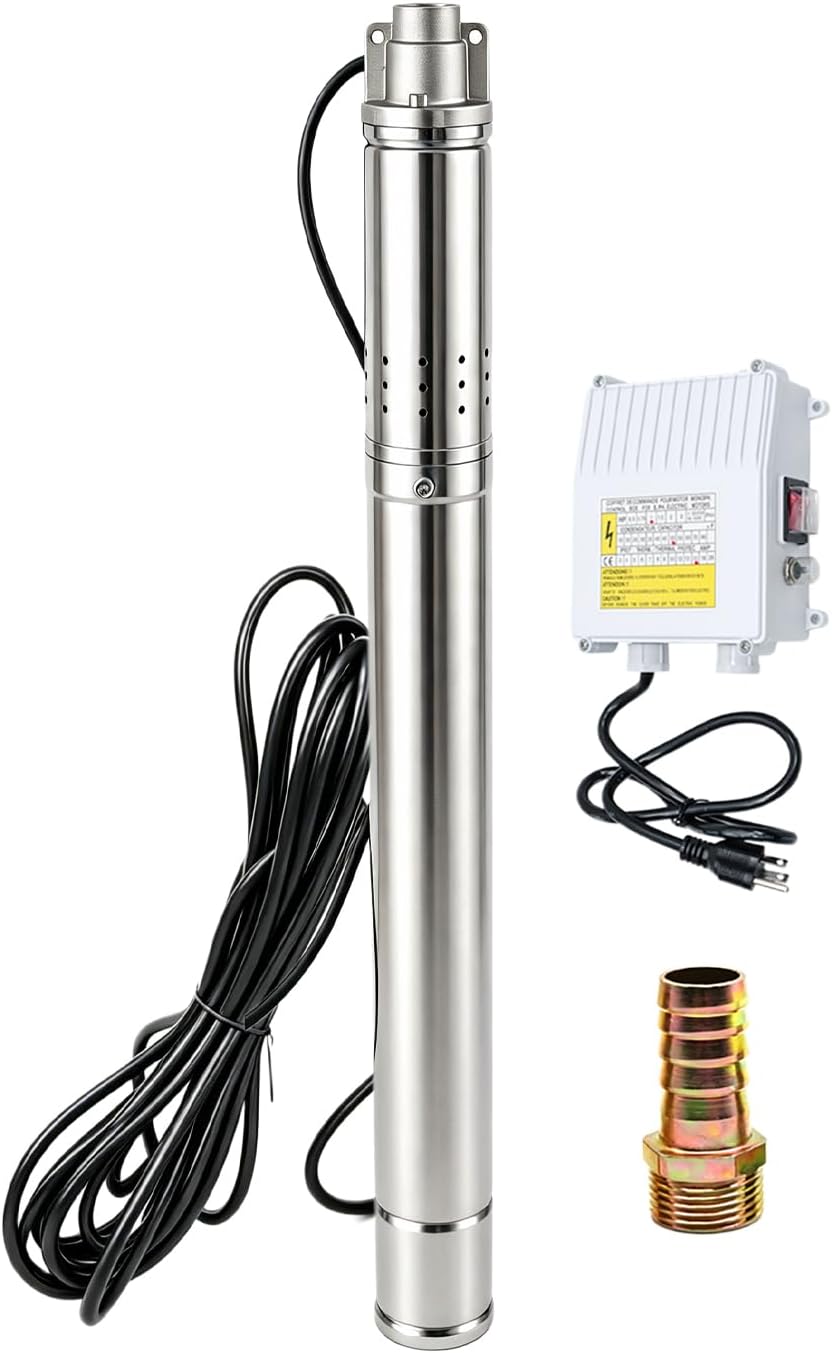 2" Deep Well Submersible Pump, 1/2 HP 110V Deep Well Pump with 33FT Cord