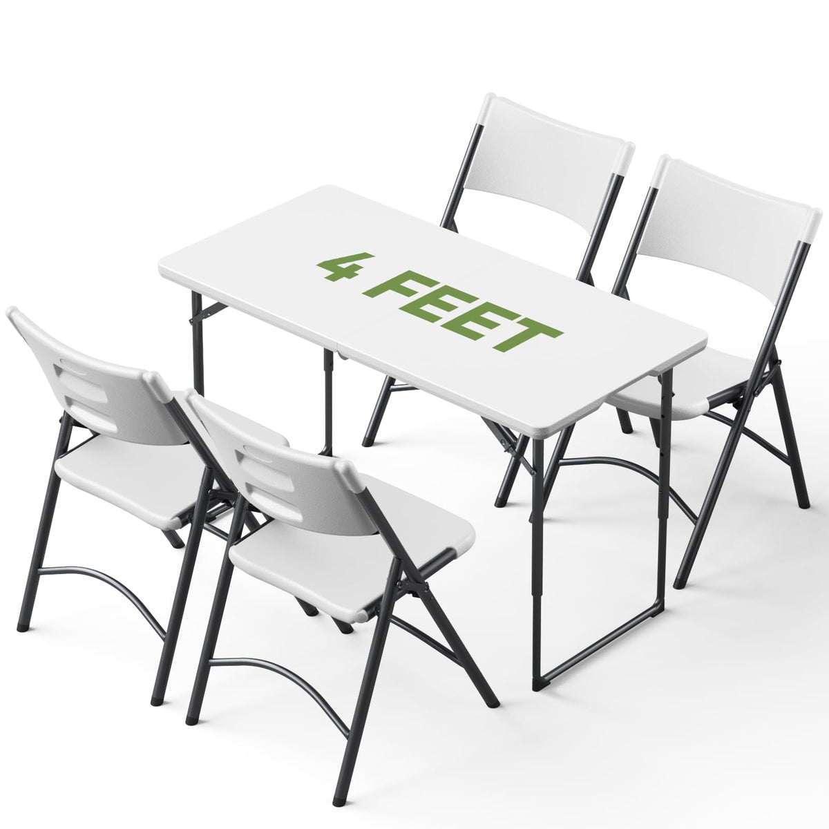 Folding Table and Chairs Set for 4, 36 Inch Foldable Card Table with Carrying Handle & 4 PU Leather Padded Folding Chairs, Portable Indoor Outdoor Dining Table Set for Picnic, Camping, RV, Game Night