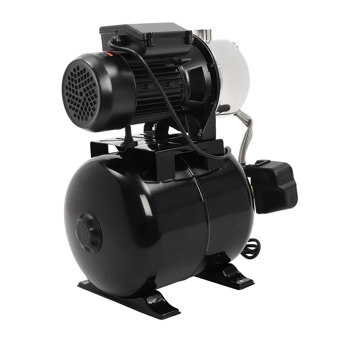 1HP Shallow Well Pump with Pressure Tank, 110V Automatic Water Booster Jet Pump, Garden Water Pump Jet, Irrigation Pump for Home, Garden, Farm, Lawn Sprinkler Systems (Black)