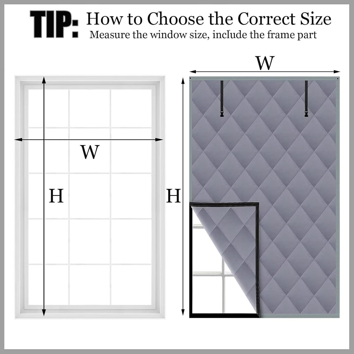 Window Insulation Kit with Hook and Loop Strap and Thumbtack Reusable Thicken Thermal Waterproof Attic Cover Thermal Insulated Window Cover with Fastener 150x190cm Grey