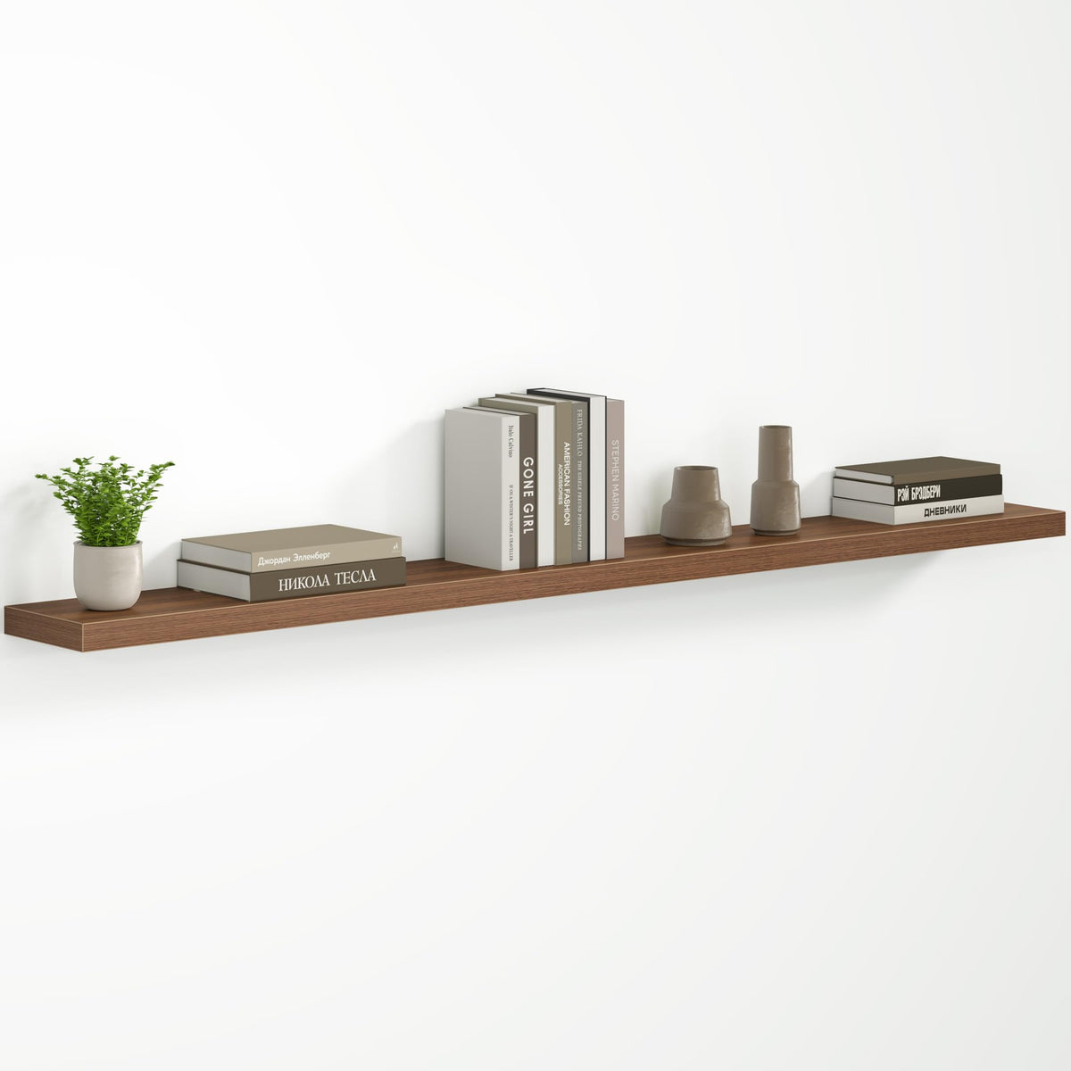 Fun Memories Floating Shelves - 2 Pack 12 Inch Rustic Wooden Wall Shelves - Extra Deeper & Thicker Wall Mounted Storage Shelf for Living Room, Kitchen, Farmhouse - 36" W x 12" D x 1.8" H - Brown