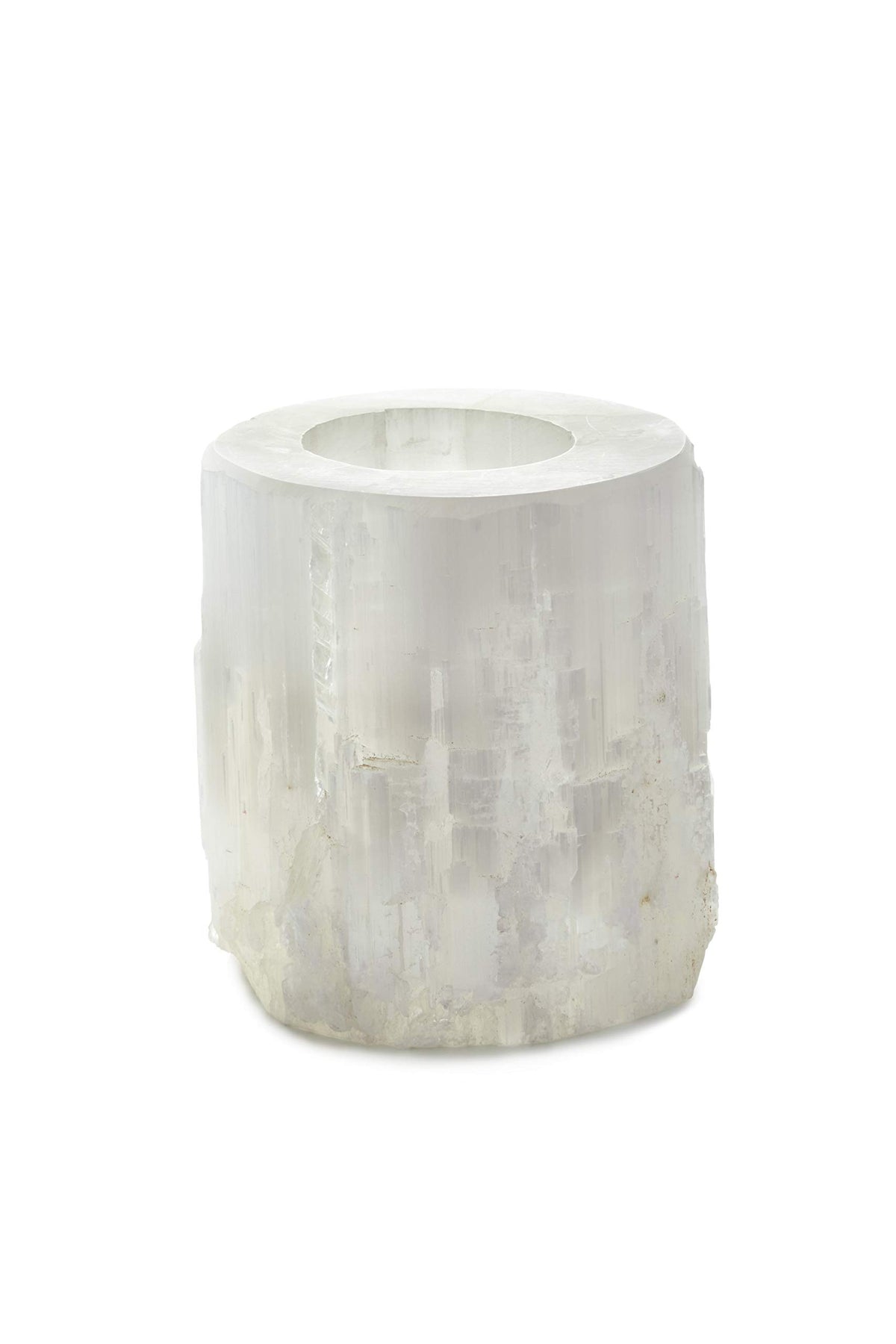 Serene Spaces Living 4" Selenite Tealight Candle Holder, Set of 12, Natural Crystal Stone Decorative White Votive Candlestick Holder for Kitchen, Tables, Wedding, Parties, Event Decor Centerpieces
