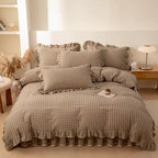 4pcs Duvet Cover Set- 100% Cotton Comfort Duvet Cover Set,Include a Duvet Cover,a Deep Pocket Fitted Sheet,2 Pillow Shams Home Bedding with Zipper Closure for All Season (Queen, Floral)