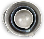 Stoneware Pottery Batter Bowls, 3-Piece Nesting Set, French Blue Glaze