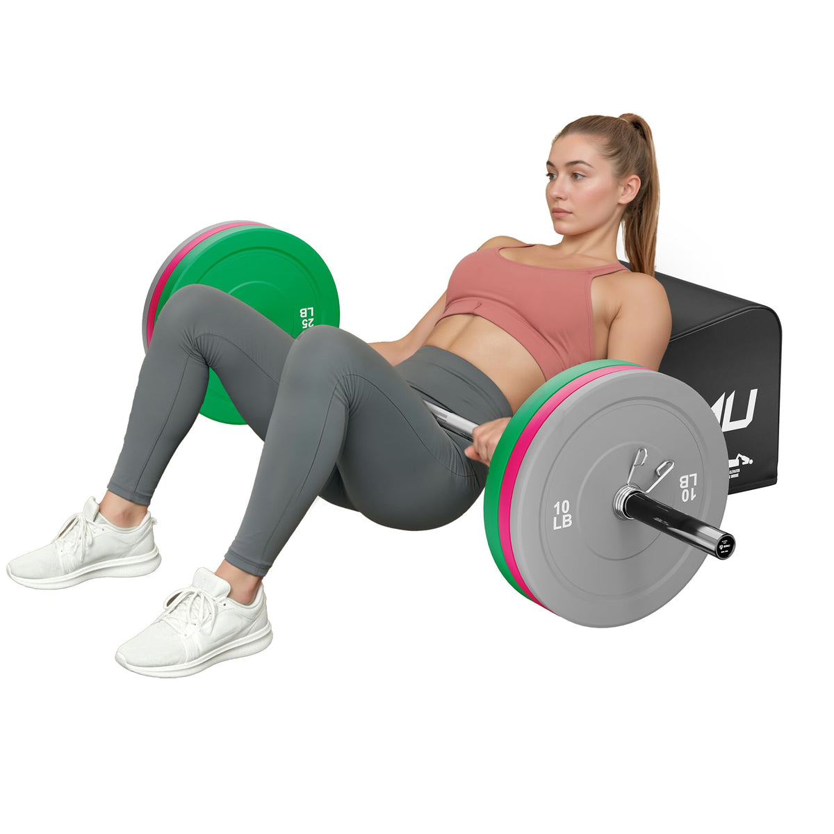 HT01-B Hip Thrust Bench, Hip Thrust Machine for Core&Ab Strength Training, Hip Thrust Booty Workout Box with Non-Slip, Glute Bridge Machine for Home and Gym, Large/Medium Size