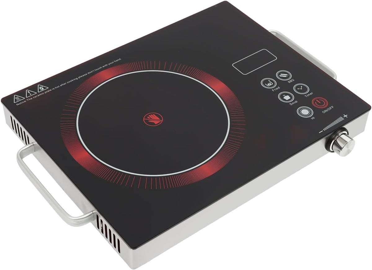 4-Burner Cooktop 110V 1200W Built-in Stove Top with 0-90mins Timer,with Independent Knob Child Lock 4 Power Levels Ceramic Cooktop for Kitchens, No Plug
