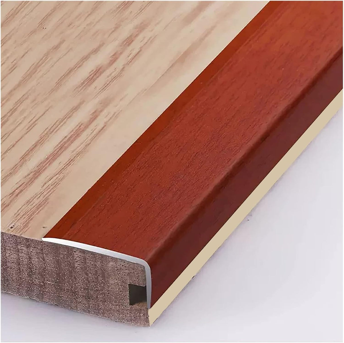 L Molding Metal Stair Steps Corner Trim Window Sill Edge Protectors, Wood Grain Finish Floor Transition Strip for Wooden Flooring/Laminate Floor (#4 60in/152cm)