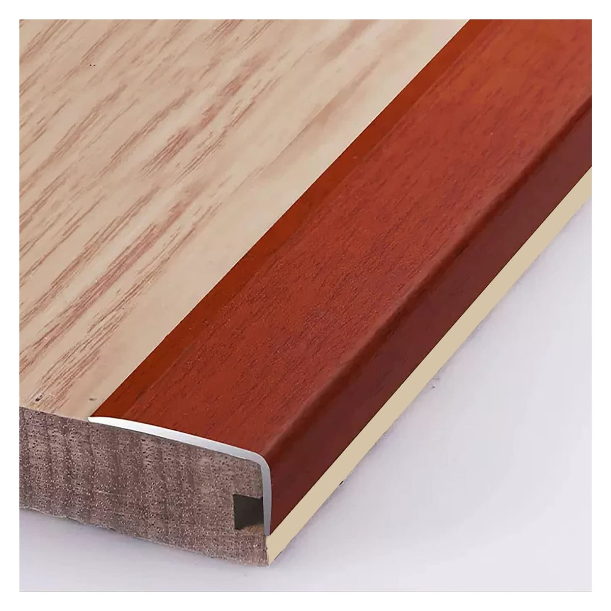 L Molding Metal Stair Steps Corner Trim Window Sill Edge Protectors, Wood Grain Finish Floor Transition Strip for Wooden Flooring/Laminate Floor (#7 50in/127cm)