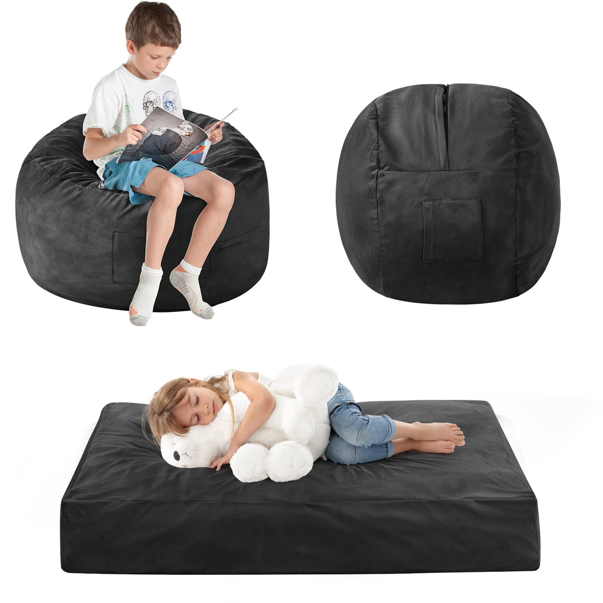 Bean Bag Chairs for Adults - Giant Bean Bag Convertible Floor Sofa