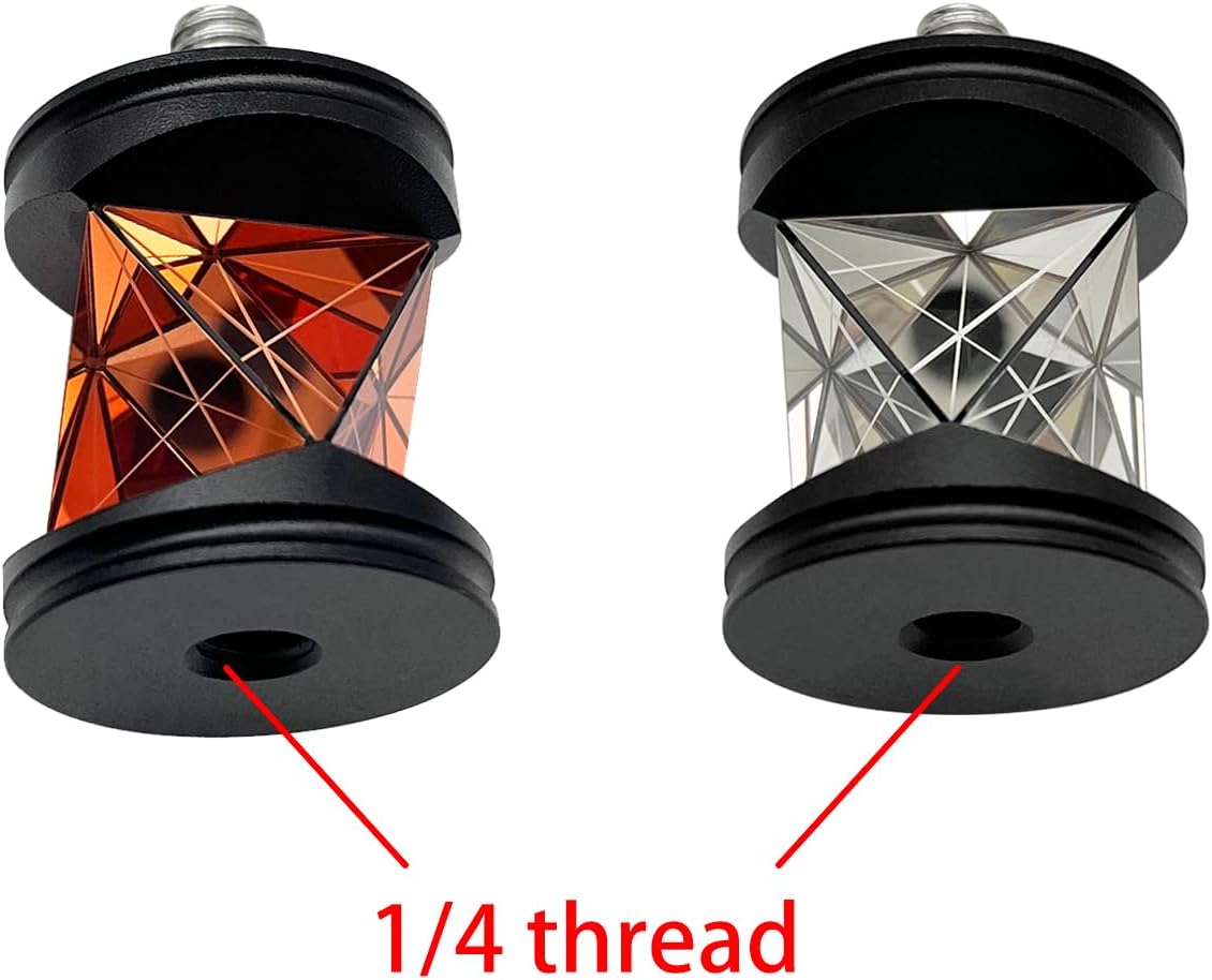 GRZ101 Mini 360 Degree Reflective Survey Prism for Leica Total Station 3cm Mini Prism with 1/4 Thread, 5 Arcsec Accuracy +30mm Constant Copper Silver Coated Survey Reflector (Copper + Silver Mixed)