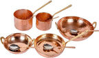 Pure cooper Cookware Set 10 Piece Set with Serving Spoon (Copper Sauce Pan Set | Copper Kadhai Set | Fry Pan) with Brass Handle for Cooking Purpose