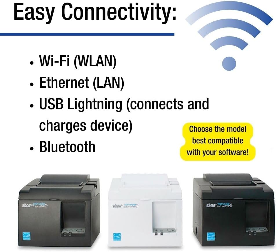 Star Micronics TSP143IIILAN Ethernet (LAN) Thermal Receipt Printer with Auto-Cutter and Internal Power Supply - Gray