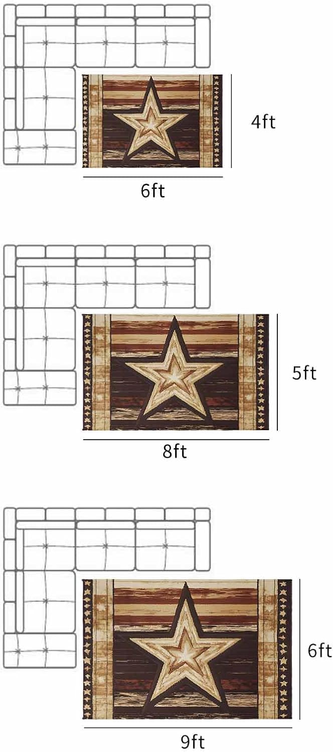 Farmhouse Western Star Outdoor Rug 4x6ft, Waterproof Indoor Outdoor Rug for Patio, 4th of July Camping Carpet Mat Outside Area Rug for RV Picnic Beach Balcony Deck Backyard